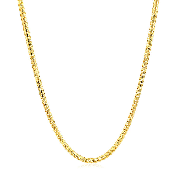 14k Yellow Solid Gold Diamond Cut Round Franco Chain (2.20 mm) - Premium Chains - Just $1721.99! Shop now at Pulse Designer Fashion