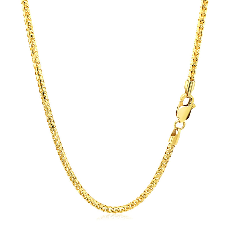 14k Yellow Solid Gold Diamond Cut Round Franco Chain (2.20 mm) - Premium Chains - Just $1721.99! Shop now at Pulse Designer Fashion