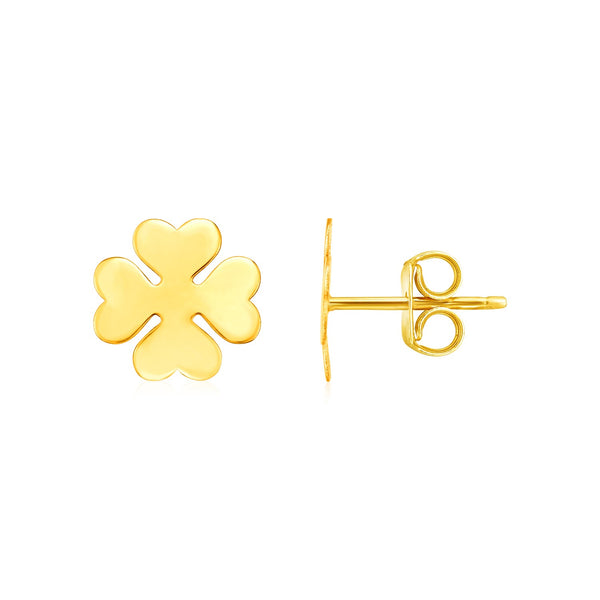 14K Yellow Gold Four Leaf Clover Earrings(10mm) - Premium Earrings - Just $191.99! Shop now at Pulse Designer Fashion