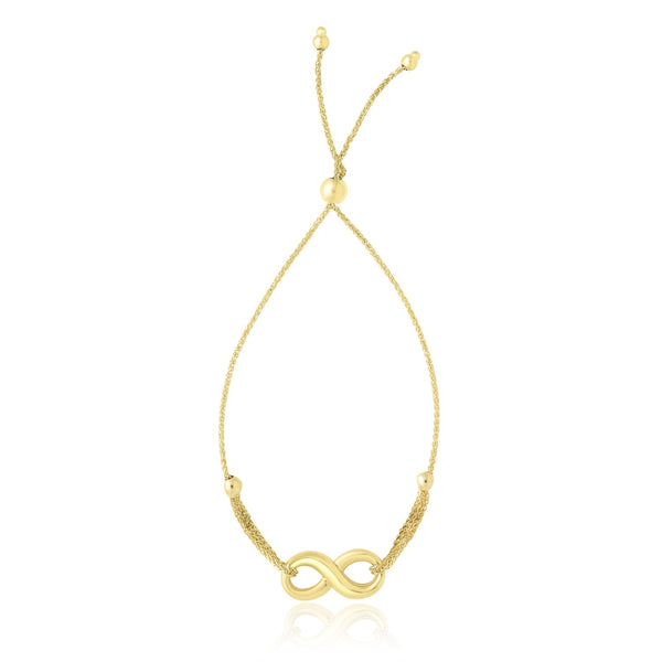 14k Yellow Gold Infinity Motif Adjustable Lariat Bracelet (1.00 mm) - Premium Bracelets - Just $517.99! Shop now at Pulse Designer Fashion