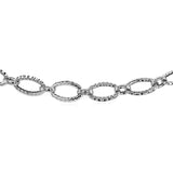 Textured Oval Link Bracelet in 14k White Gold (8.60 mm) - Premium Bracelets - Just $685.99! Shop now at Pulse Designer Fashion