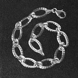 Textured Oval Link Bracelet in 14k White Gold (8.60 mm) - Premium Bracelets - Just $685.99! Shop now at Pulse Designer Fashion