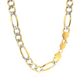 14K Yellow Gold Solid Pave Figaro Chain (7.00 mm) - Premium Chains - Just $6661.99! Shop now at Pulse Designer Fashion