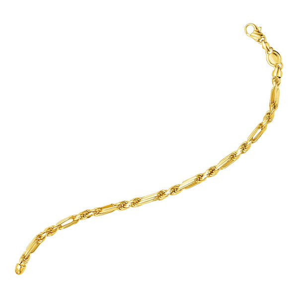 14k Yellow Gold 8 1/2 inch Figaro Chain Bracelet (4.30 mm) - Premium Bracelets - Just $1996.99! Shop now at Pulse Designer Fashion