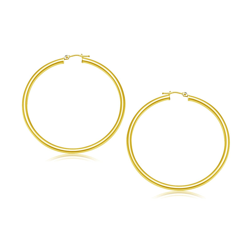 10k Yellow Gold Polished Hoop Earrings (3x30mm) - Premium Earrings - Just $290.99! Shop now at Pulse Designer Fashion