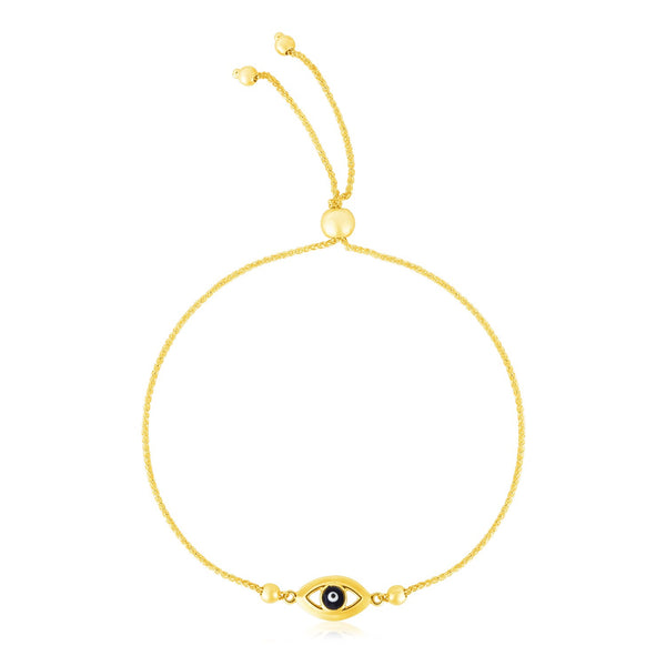 14k Yellow Gold Adjustable Evil Eye Bracelet (1.00 mm) - Premium Bracelets - Just $342.99! Shop now at Pulse Designer Fashion