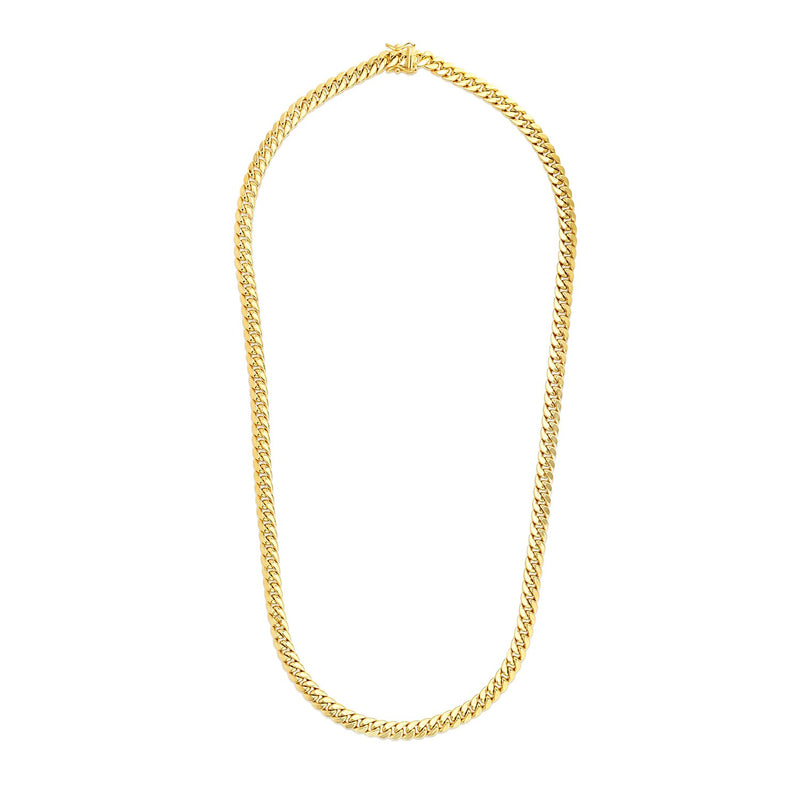 14k Yellow Gold Semi Solid Miami Cuban Chain (6.60 mm) - Premium Chains - Just $4947.99! Shop now at Pulse Designer Fashion