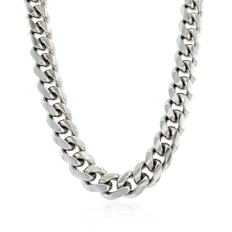 Sterling Silver Rhodium Plated Miami Cuban Chain (8.40 mm) - Premium Chains - Just $854.99! Shop now at Pulse Designer Fashion