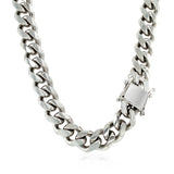 Sterling Silver Rhodium Plated Miami Cuban Chain (8.40 mm) - Premium Chains - Just $854.99! Shop now at Pulse Designer Fashion