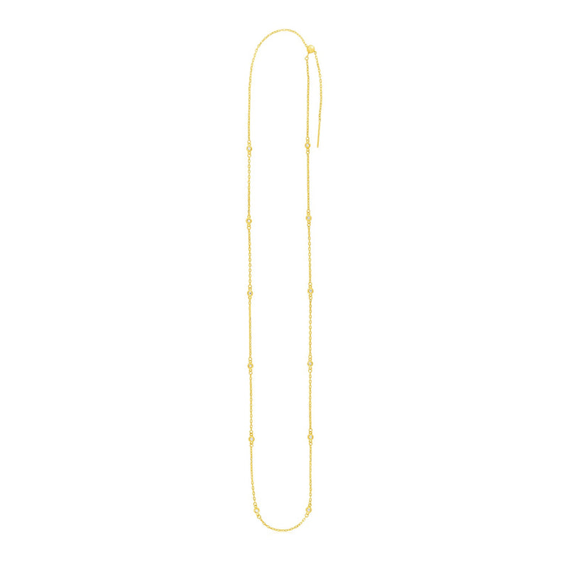 Endless Adjustable Diamond Pendant Chain in Yellow Gold (3.00 mm) - Premium Chains - Just $783.99! Shop now at Pulse Designer Fashion