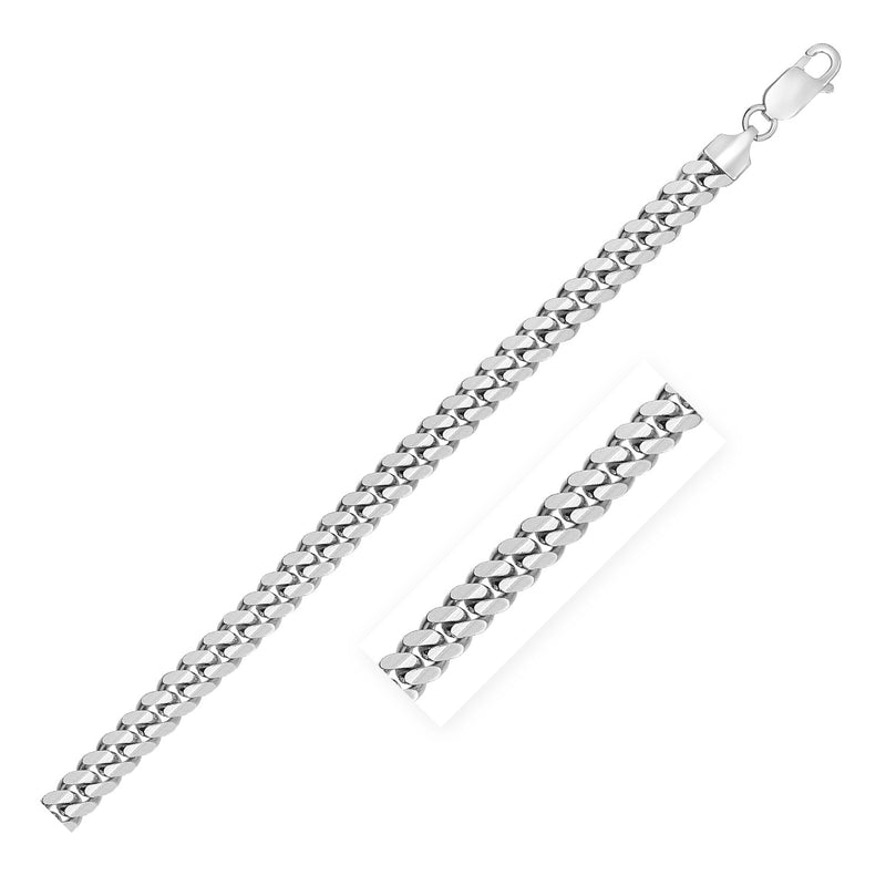 Sterling Silver Rhodium Plated Miami Cuban Chain (6.30 mm) - Premium Chains - Just $509.99! Shop now at Pulse Designer Fashion