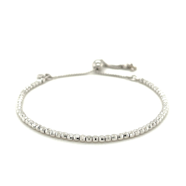 Adjustable Fine Shiny Beaded Bracelet in Sterling Silver (1.50 mm) - Premium Bracelets - Just $74.99! Shop now at Pulse Designer Fashion