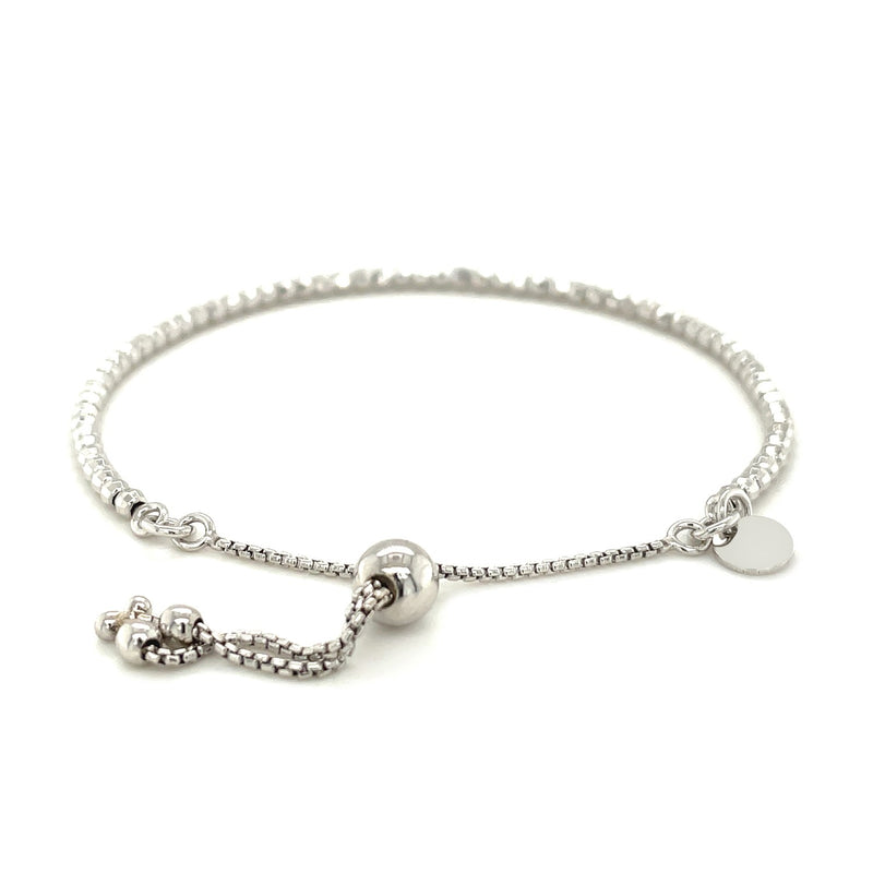 Adjustable Fine Shiny Beaded Bracelet in Sterling Silver (1.50 mm) - Premium Bracelets - Just $74.99! Shop now at Pulse Designer Fashion