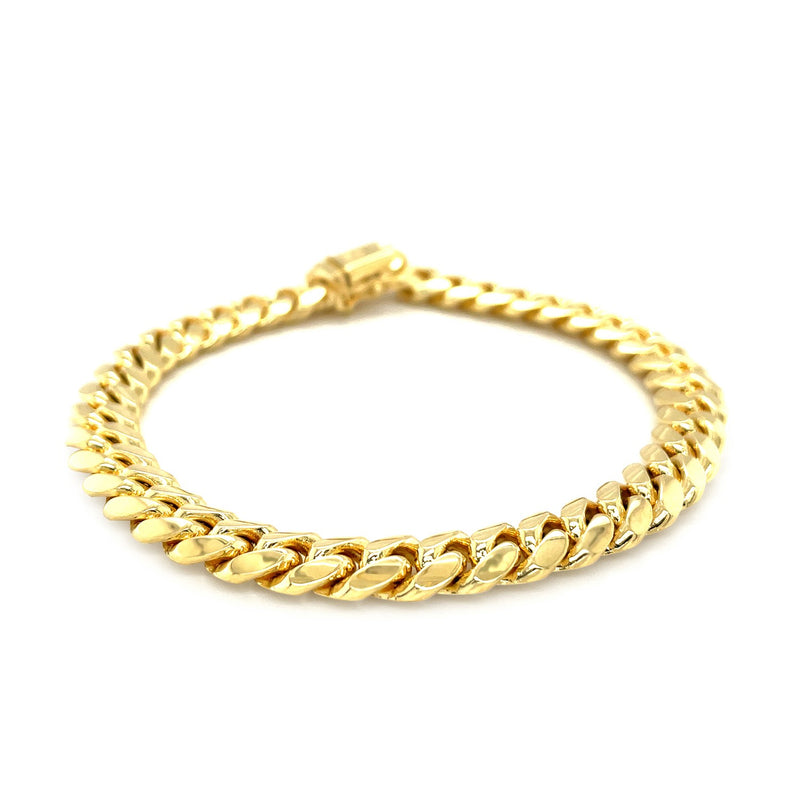 14k Yellow Gold Classic Miami Cuban Solid Bracelet (8.20 mm) - Premium Bracelets - Just $7681.99! Shop now at Pulse Designer Fashion