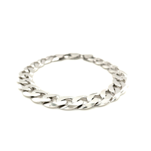 Rhodium Plated Sterling Silver Curb Style Bracelet (11.60 mm) - Premium Bracelets - Just $312.99! Shop now at Pulse Designer Fashion