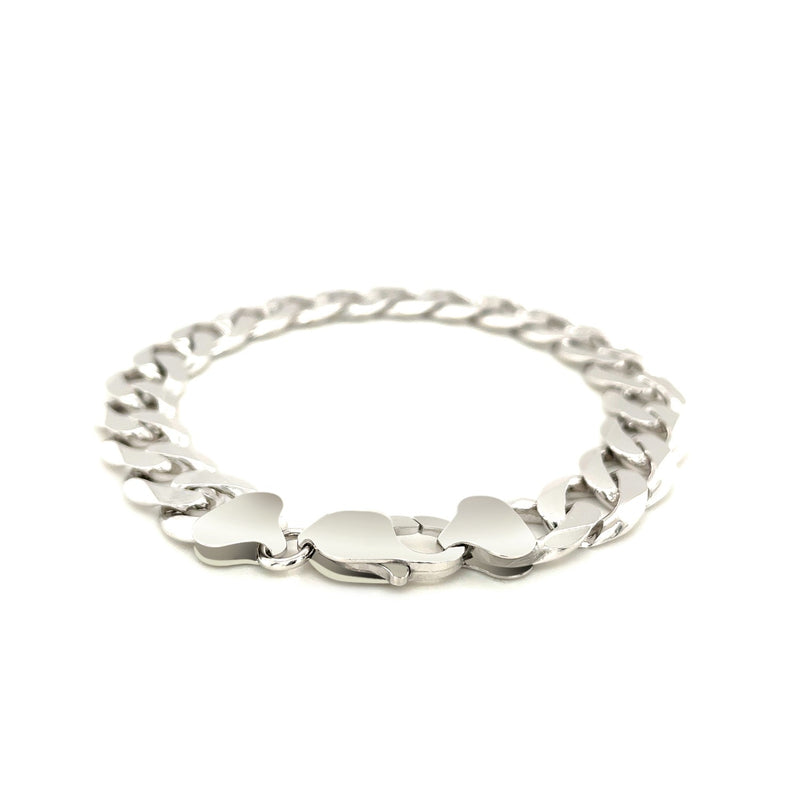 Rhodium Plated Sterling Silver Curb Style Bracelet (11.60 mm) - Premium Bracelets - Just $312.99! Shop now at Pulse Designer Fashion