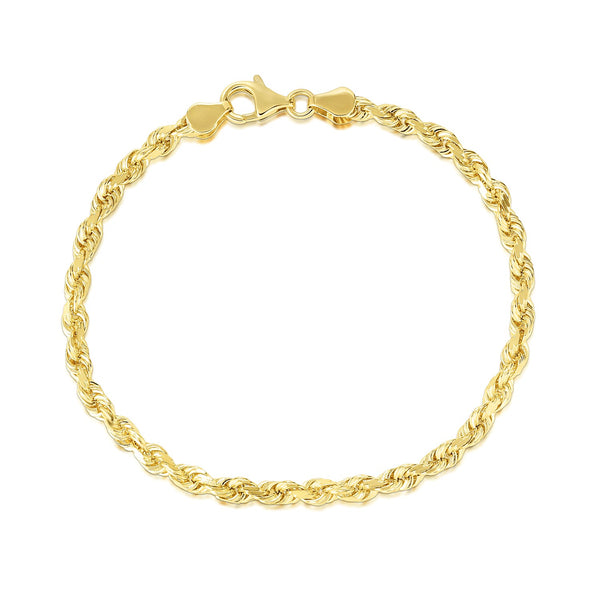 10k Yellow Gold Solid Diamond Cut Rope Bracelet (5.00 mm) - Premium Bracelets - Just $1192.99! Shop now at Pulse Designer Fashion