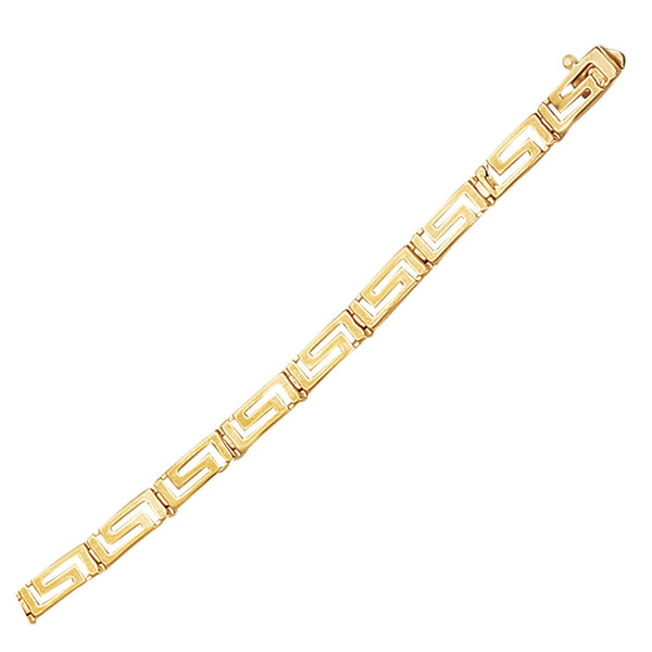 14k Yellow Gold Greek Fret Design Fancy Bracelet (3.30 mm) - Premium Bracelets - Just $860.99! Shop now at Pulse Designer Fashion