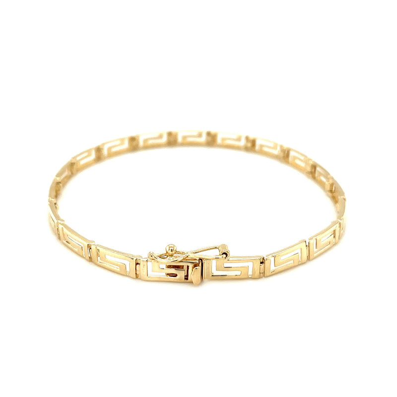 14k Yellow Gold Greek Fret Design Fancy Bracelet (3.30 mm) - Premium Bracelets - Just $860.99! Shop now at Pulse Designer Fashion