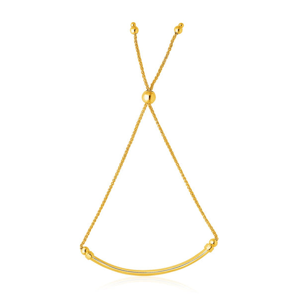 14k Yellow Gold Smooth Curved Bar and Lariat Style Bracelet (1.00 mm) - Premium Bracelets - Just $505.99! Shop now at Pulse Designer Fashion