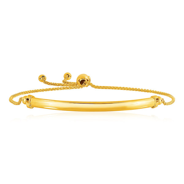 14k Yellow Gold Smooth Curved Bar and Lariat Style Bracelet (1.00 mm) - Premium Bracelets - Just $505.99! Shop now at Pulse Designer Fashion