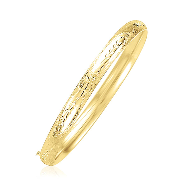 14k Yellow Gold Dome Florentine Design Bangle (5.00 mm) - Premium Bangles - Just $844.99! Shop now at Pulse Designer Fashion