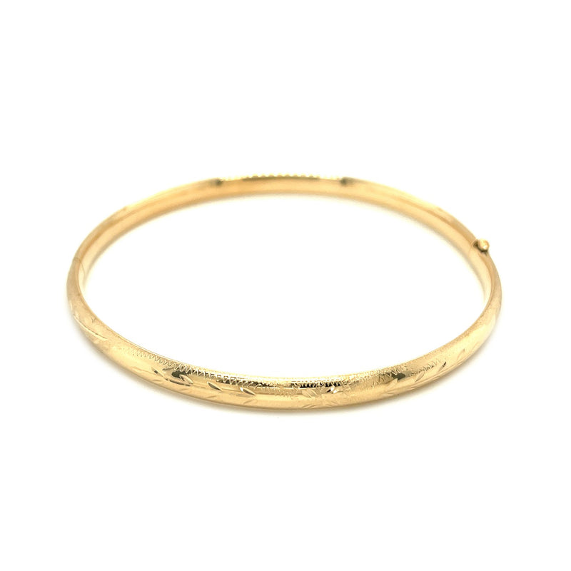 14k Yellow Gold Dome Florentine Design Bangle (5.00 mm) - Premium Bangles - Just $844.99! Shop now at Pulse Designer Fashion