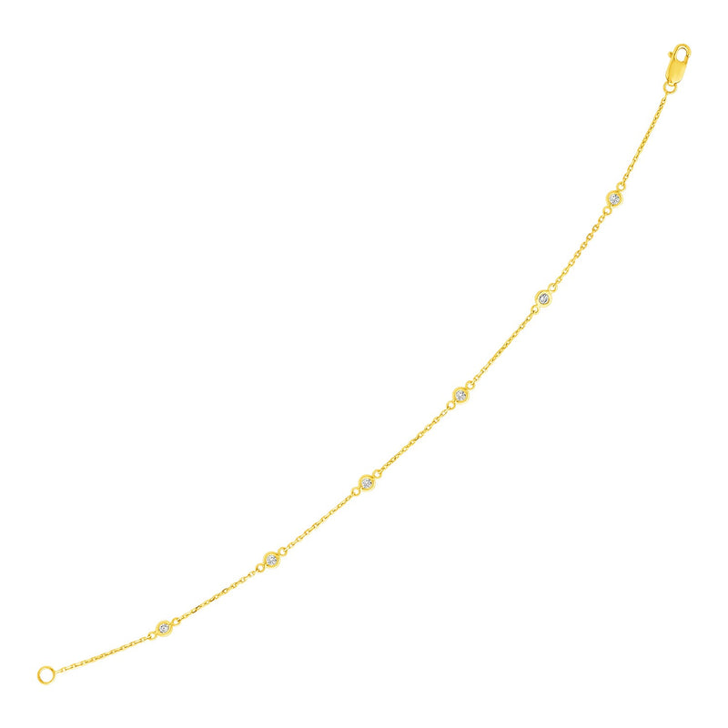 14k Yellow Gold 7 inch Bracelet with Diamond Stations (3.30 mm) - Premium Bracelets - Just $1140.99! Shop now at Pulse Designer Fashion