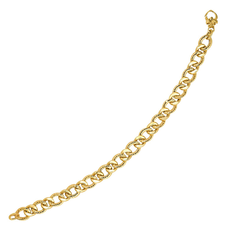 14k Yellow Gold Curb Chain Design with Diamond Cuts Bracelet (8.80 mm) - Premium Bracelets - Just $1037.99! Shop now at Pulse Designer Fashion