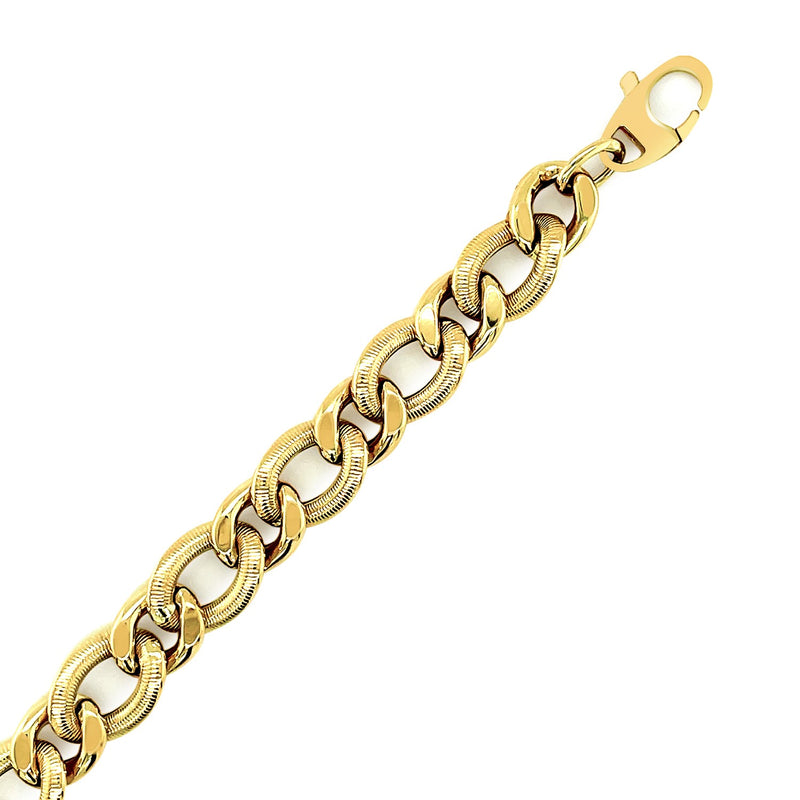 14k Yellow Gold Curb Chain Design with Diamond Cuts Bracelet (8.80 mm) - Premium Bracelets - Just $1037.99! Shop now at Pulse Designer Fashion