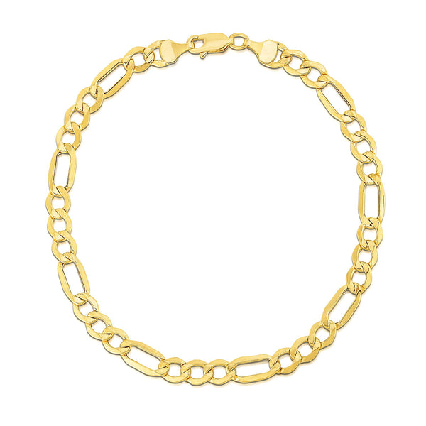 10k Yellow Gold Lite Figaro Bracelet (5.60 mm) - Premium Bracelets - Just $401.99! Shop now at Pulse Designer Fashion