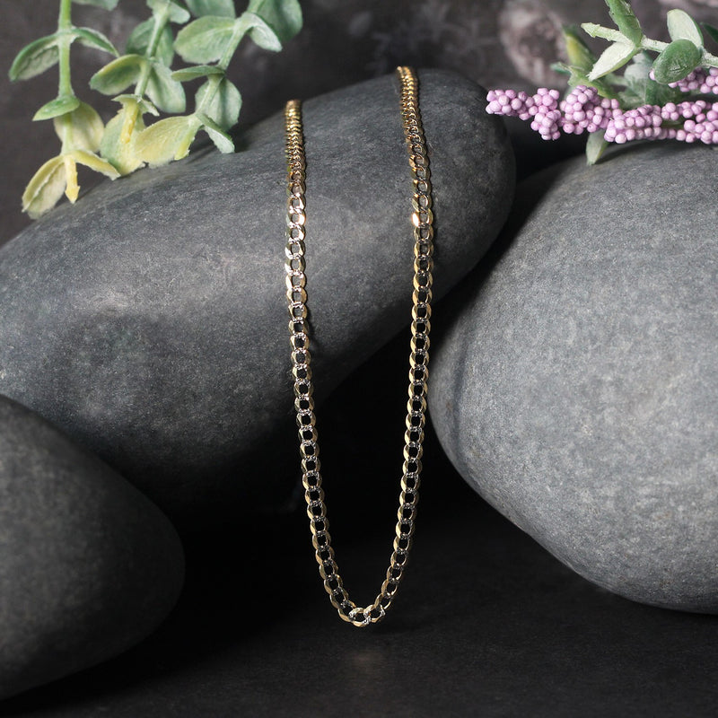 14k Two Tone Gold Pave Curb Chain (2.60 mm) - Premium Chains - Just $577.99! Shop now at Pulse Designer Fashion