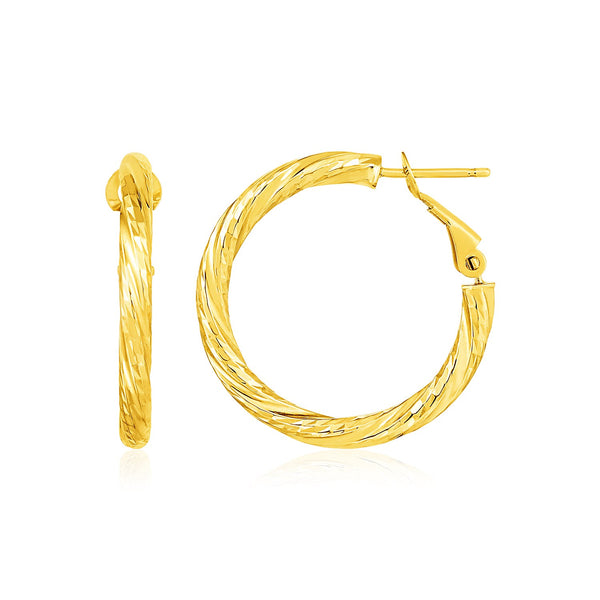 14k Yellow Gold Petite Twisted Round Hoop Earrings(3x20mm) - Premium Earrings - Just $561.99! Shop now at Pulse Designer Fashion