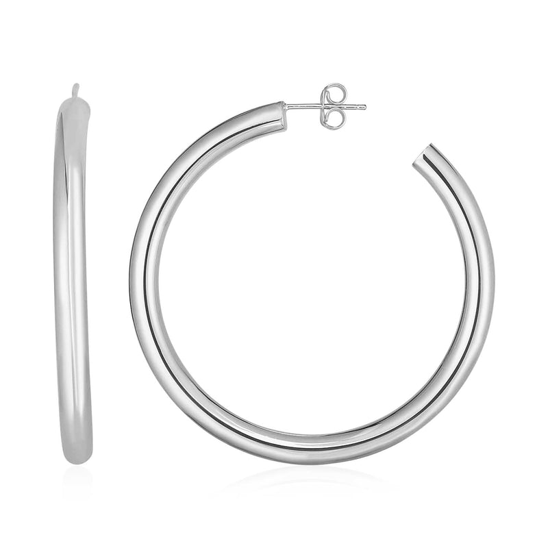 14k White Gold Polished Hoop Earrings(4x40mm) - Premium Earrings - Just $798.99! Shop now at Pulse Designer Fashion