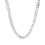 Rhodium Plated Sterling Silver Curb Style Chain (5.50 mm) - Premium Chains - Just $142.99! Shop now at Pulse Designer Fashion