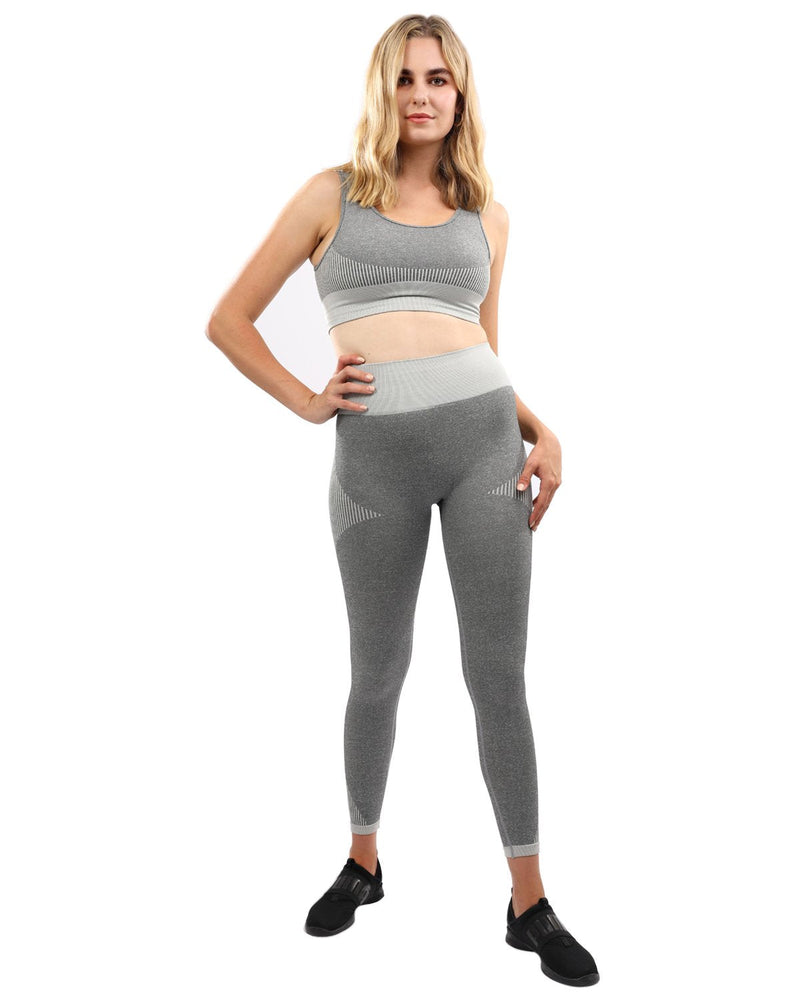 Isalda Seamless Leggings & Sports Bra Set - Grey - Premium Seamless Leggings & Sports Bra Set - Just $99.50! Shop now at Pulse Designer Fashion