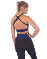 Trois Seamless Sports Bra - Black With Navy - Premium Sports Bra - Just $62! Shop now at Pulse Designer Fashion