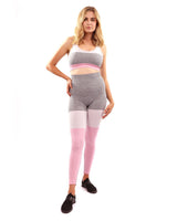 Graca Seamless Leggings & Sports Bra Set - Grey With Pink & White - Premium Seamless Leggings & Sports Bra Set - Just $110.75! Shop now at Pulse Designer Fashion