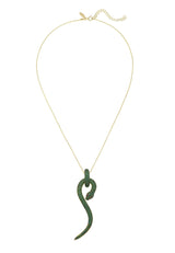 Anaconda Snake Pendant Necklace Gold Emerald - Premium Necklaces - Just $285! Shop now at Pulse Designer Fashion