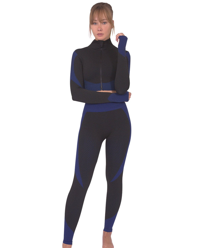 Trois Seamless Sports Jacket - Black With Navy - Premium Seamless Sports Jacket - Just $57.75! Shop now at Pulse Designer Fashion