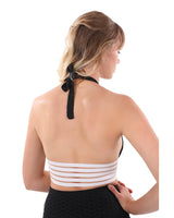 Bentley Halter-Neck Sports Bra - Black  & White - Premium Neck Sports Bra - Just $32.25! Shop now at Pulse Designer Fashion