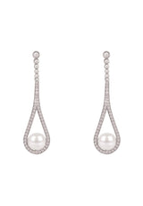 Cradled Pearl Drop Earrings Silver - Premium Earrings - Just $265! Shop now at Pulse Designer Fashion