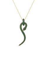 Anaconda Snake Pendant Necklace Gold Emerald - Premium Necklaces - Just $285! Shop now at Pulse Designer Fashion