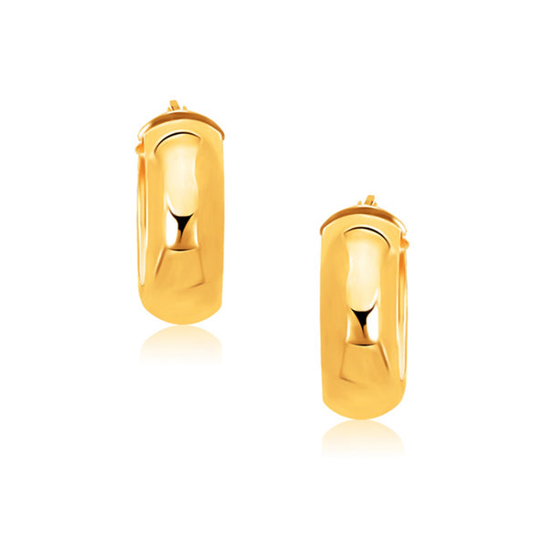 14k Yellow Gold Wide Medium Hoop Earrings with Snap Lock - Premium Earrings - Just $619.99! Shop now at Pulse Designer Fashion