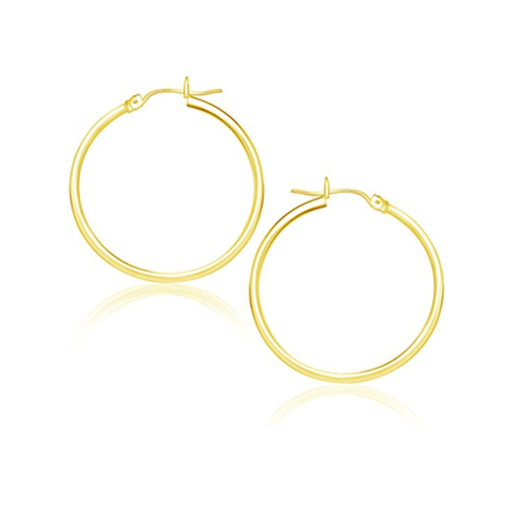 14k Yellow Gold Polished Hoop Earrings (25 mm) - Premium Earrings - Just $239.99! Shop now at Pulse Designer Fashion