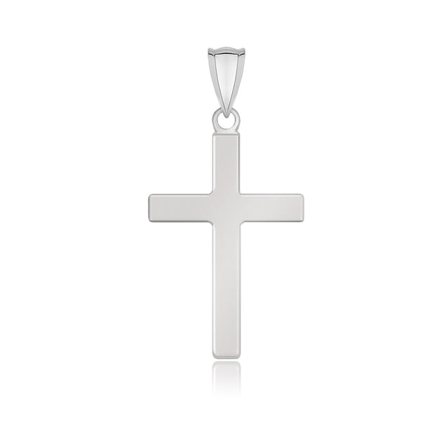 14k White Gold Flat Design Cross Pendant - Premium Pendants - Just $212.99! Shop now at Pulse Designer Fashion