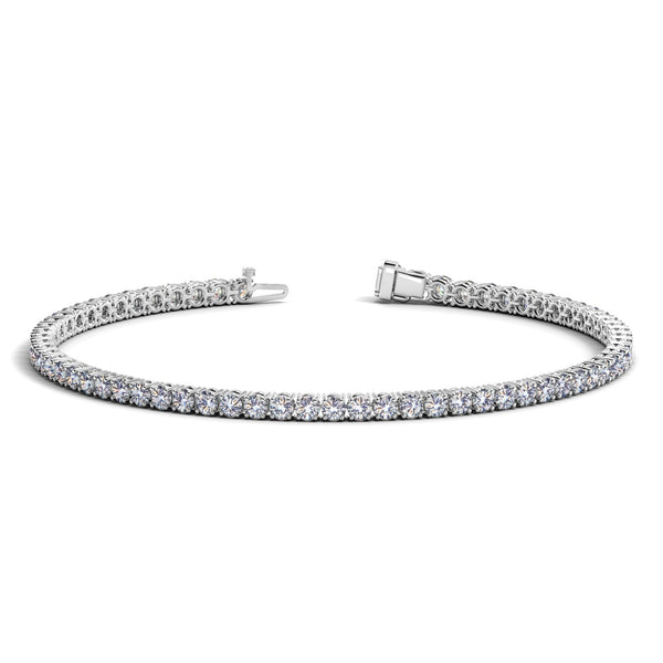 14k White Gold Round Diamond Tennis Bracelet (3 cttw) - Premium Bracelets - Just $8505.99! Shop now at Pulse Designer Fashion