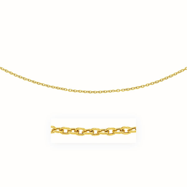 3.5mm 14k Yellow Gold Pendant Chain with Textured Links - Premium Chains - Just $548.99! Shop now at Pulse Designer Fashion