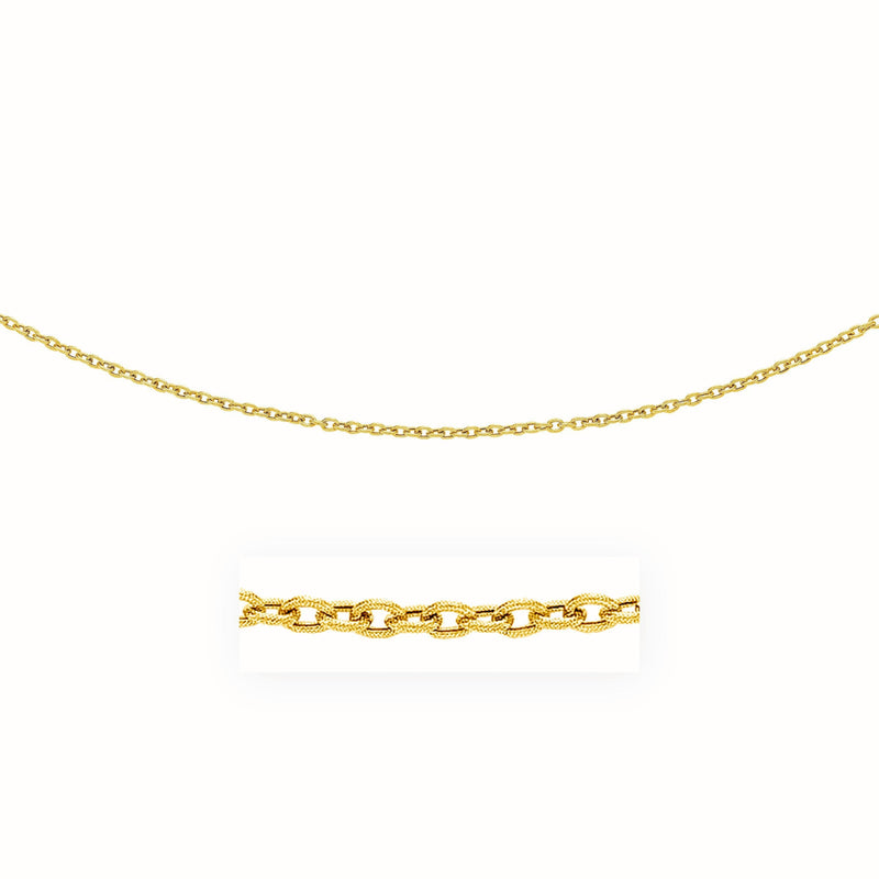 3.5mm 14k Yellow Gold Pendant Chain with Textured Links - Premium Chains - Just $548.99! Shop now at Pulse Designer Fashion