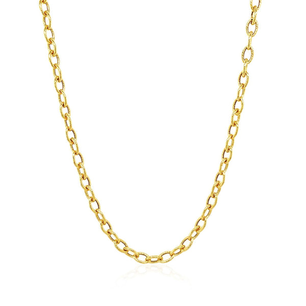 3.5mm 14k Yellow Gold Pendant Chain with Textured Links - Premium Chains - Just $548.99! Shop now at Pulse Designer Fashion